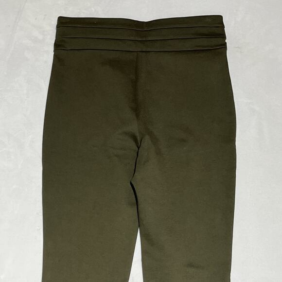 Zara Stretch Knit Skinny Pants Womens Medium Olive Green Gold Buttons Pull On - Picture 5 of 15